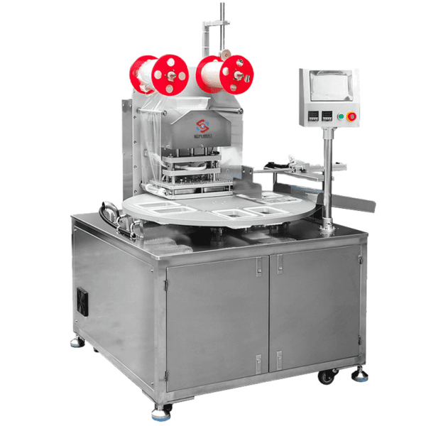 Máy dán miệng hộp bàn xoay