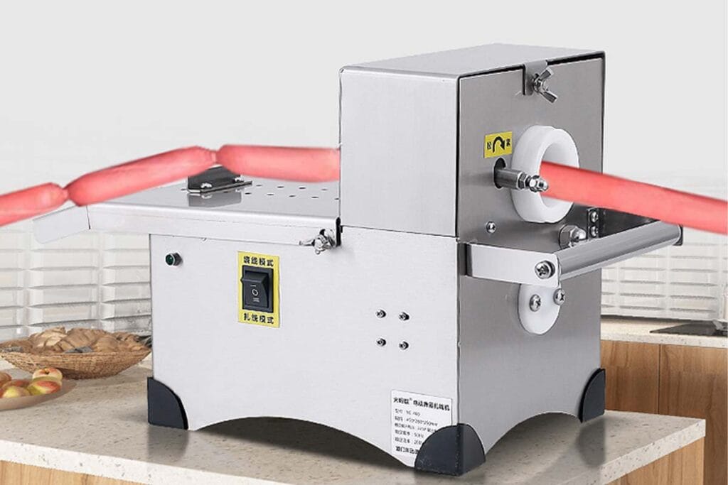 máy buộc xúc xích dùng điện
